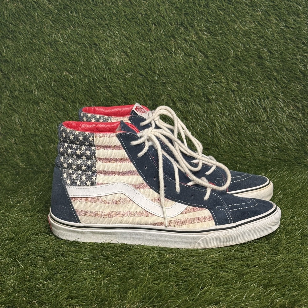 VANS SK8-Hi Americana American Flag High Top Sneakers Womens 12.5 Mens 11
